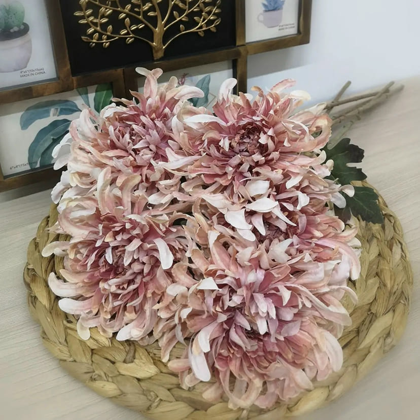Искусственные цветы в Жигулевске | Цветок искусственный «Хризантема», персиково-розовая, одиночный