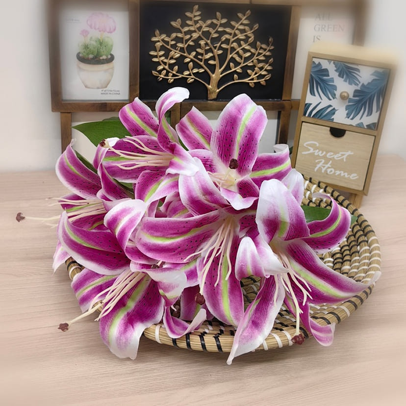 Искусственные цветы в Жигулевске | Цветы искусственные «Лилии крупные», розово-сиреневые, букет