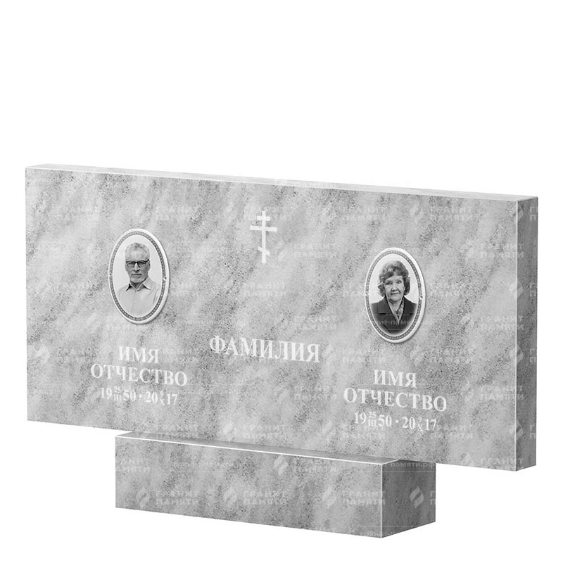 Памятники из мрамора в&nbsp;Жигулевске | Двойной мраморный памятник, прямой