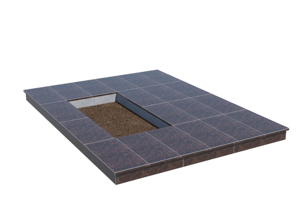 Площадки на могилу в&nbsp;Жигулевске | Площадка с вертикальной (10 см) облицовкой Дымовским гранитом (под цветник)