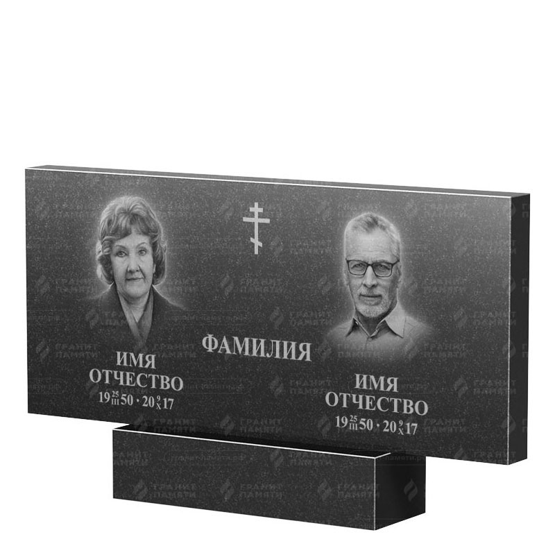 Памятники из гранита двойные в&nbsp;Жигулевске | Двойной гранитный памятник, прямой