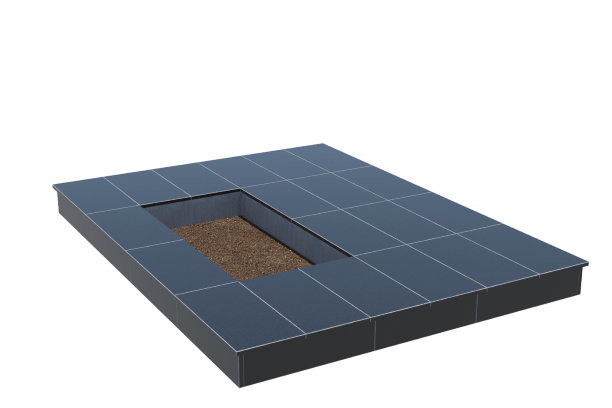Площадки на могилу в&nbsp;Жигулевске | Площадка с вертикальной (15 см) облицовкой гранитом Габбро (под цветник)
