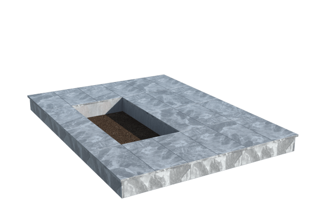 Площадки на могилу в&nbsp;Жигулевске | Площадка с вертикальной (15 см) мраморной облицовкой (под цветник)