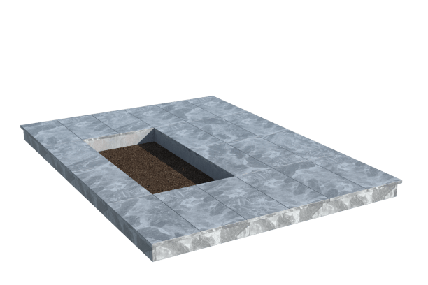 Площадки на могилу в&nbsp;Жигулевске | Площадка с вертикальной (10 см) мраморной облицовкой (под цветник)