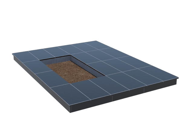 Площадки на могилу в&nbsp;Жигулевске | Площадка с вертикальной (10 см) облицовкой гранитом Габбро (под цветник)